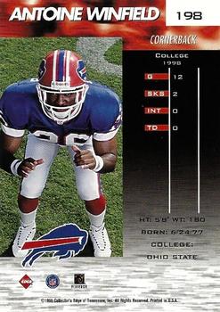 1999 Collector's Edge Fury - Millennium Collection Blue #198 Antoine Winfield Back