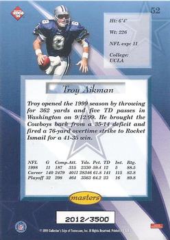 1999 Collector's Edge Masters - HoloSilver #52 Troy Aikman Back