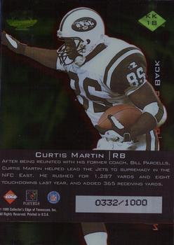 1999 Collector's Edge Triumph - K-Klub #KK18 Curtis Martin Back