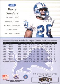 1999 Donruss - Stat Line Career #43 Barry Sanders Back