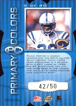 1999 Donruss Elite - Primary Colors Die Cuts Blue #2 Marshall Faulk Back