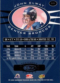 1999 Donruss Preferred QBC - Power #11 John Elway Back