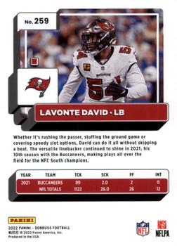 2022 Donruss - Yellow Press Proof #259 Lavonte David Back