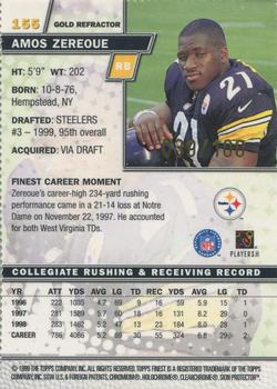 1999 Finest - Gold Refractors #155 Amos Zereoue Back