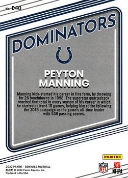 2022 Donruss - Dominators #D40 Peyton Manning Back