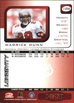 1999 Leaf Rookies & Stars - Longevity #186 Warrick Dunn Back
