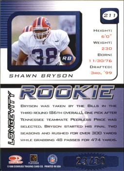 1999 Leaf Rookies & Stars - Longevity #211 Shawn Bryson Back