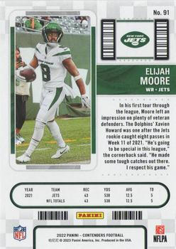 2022 Panini Contenders #91 Elijah Moore Back