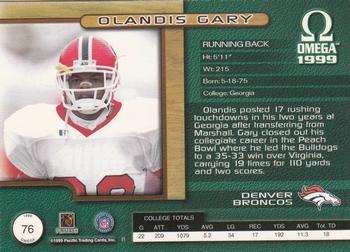 1999 Pacific Omega - Gold #76 Olandis Gary Back