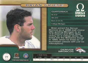 1999 Pacific Omega - Premiere Date #77 Brian Griese Back