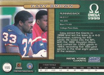 1999 Pacific Omega - Premiere Date #155 Gary Brown Back