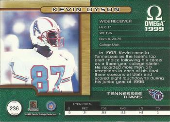 1999 Pacific Omega - Premiere Date #236 Kevin Dyson Back