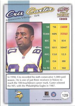 1999 Pacific Paramount - Gold #129 Cris Carter Back