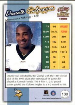 1999 Pacific Paramount - Gold #130 Daunte Culpepper Back