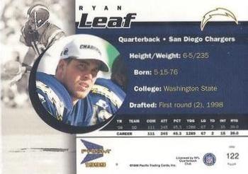 1999 Pacific Prism - Holographic Gold #122 Ryan Leaf Back