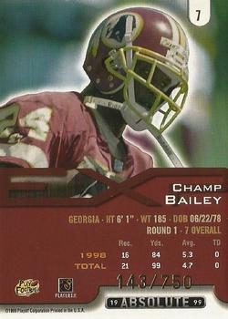 1999 Playoff Absolute EXP - Tools of the Trade #7 Champ Bailey Back