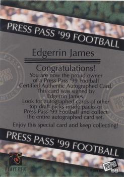 1999 Press Pass - Autographs #NNO Edgerrin James Back