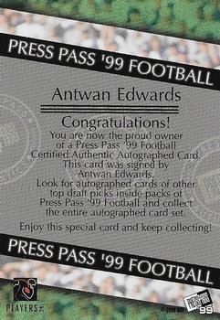 1999 Press Pass - Autographs #NNO Antuan Edwards Back