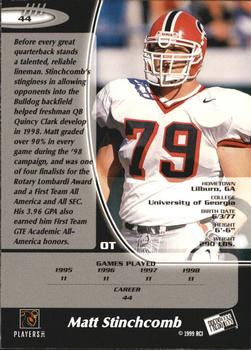 1999 Press Pass - Torquers Blue #44 Matt Stinchcomb Back