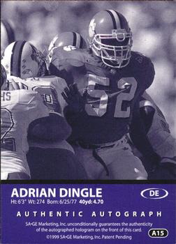 1999 SAGE - Autographs Bronze #A15 Adrian Dingle Back
