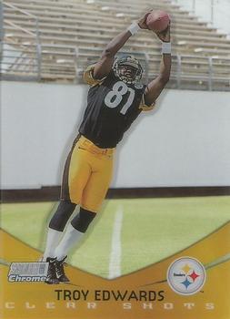 1999 Stadium Club Chrome - Clear Shots #SCCE9 Troy Edwards Front