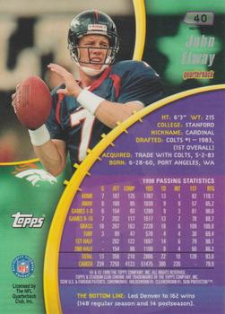 1999 Stadium Club Chrome - Refractors #40 John Elway Back