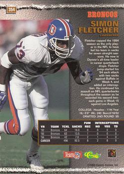 1995 Pro Line #354 Simon Fletcher Back