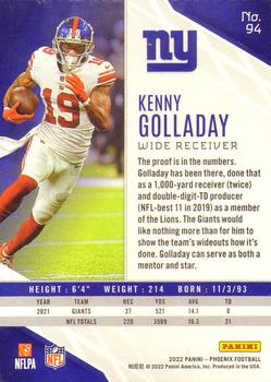 2022 Panini Phoenix - Silver #94 Kenny Golladay Back