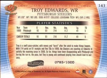 2000 Collector's Edge Masters - HoloSilver #143 Troy Edwards Back