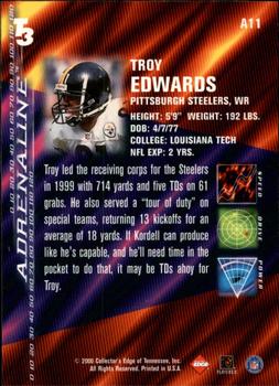 2000 Collector's Edge T3 #A11 Troy Edwards Back