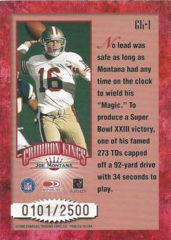 2000 Donruss - All-Time Gridiron Kings #GK-1 Joe Montana Back