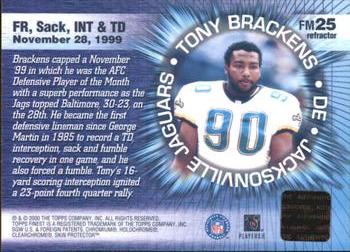 2000 Finest - Finest Moments Refractors Autographs #FM25 Tony Brackens Back