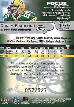 2000 Fleer Focus - Draft Position #155 Corey Bradford Back