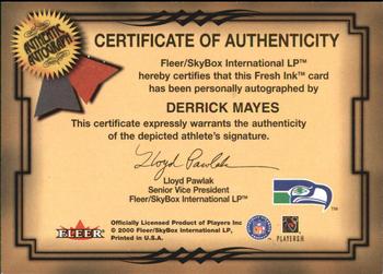 2000 Fleer Tradition - Autographics #NNO Derrick Mayes Back