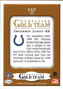 2000 Leaf Certified - Certified Gold Team #CGT31 Edgerrin James Back