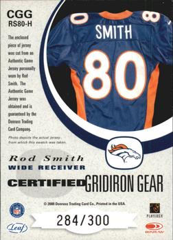 2000 Leaf Certified - Certified Gridiron Gear #CGG RS80H Rod Smith Back