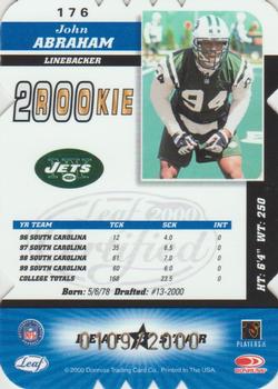 2000 Leaf Certified - Rookie Die Cuts #176 John Abraham Back