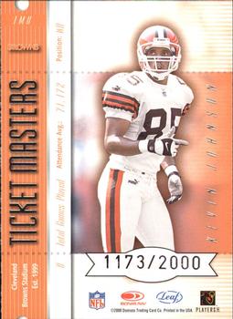 2000 Leaf Rookies & Stars - Ticket Masters #TM8 Tim Couch / Kevin Johnson Back