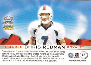 2000 Pacific Crown Royale - Rookie Royalty #18 Chris Redman Back