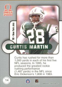 2000 Pacific Omega - Fourth & Goal Colored Foil #14 Curtis Martin Back