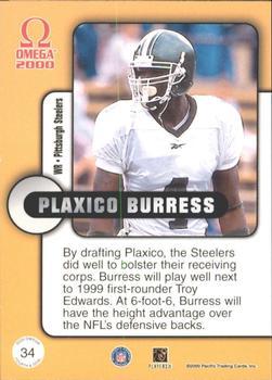 2000 Pacific Omega - Fourth & Goal Colored Foil #34 Plaxico Burress Back