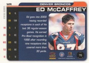 2000 Pacific Paramount - Platinum Blue #76 Ed McCaffrey Back