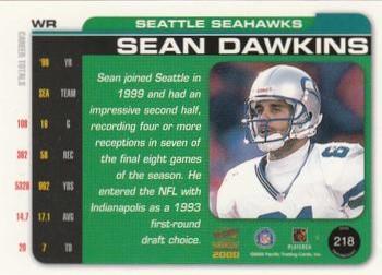 2000 Pacific Paramount - Platinum Blue #218 Sean Dawkins Back