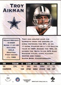 2000 Pacific Private Stock - Retail #24 Troy Aikman Back