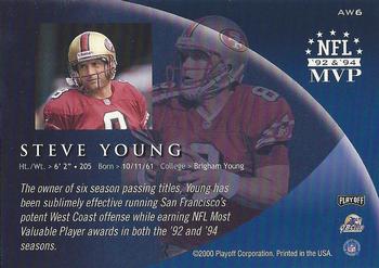 2000 Playoff Prestige - Award Winning Performers #AW6 Steve Young Back