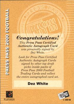 2000 Press Pass - Authentics #NNO Dez White Back