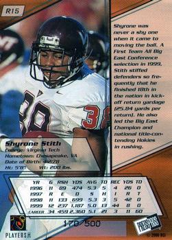 2000 Press Pass - Reflectors #R15 Shyrone Stith Back