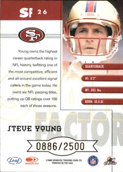 2000 Quantum Leaf - Star Factor #SF 26 Steve Young Back