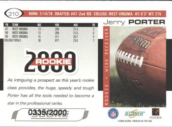 2000 Score - Scorecard #310 Jerry Porter Back