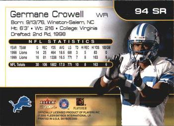 2000 SkyBox - Star Rubies #94 SR Germane Crowell Back